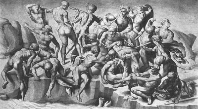 reproduction of Michelangelo's Battle of Cascina, photo Wikipedia