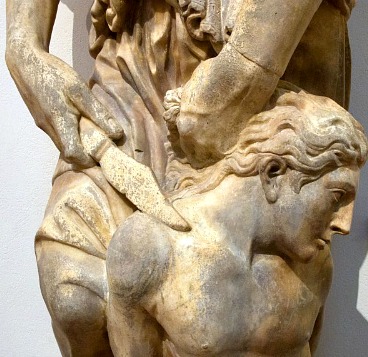 close up detail of Donatello's statue the Sacrifice of Isaac