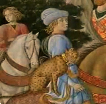 Lorenzo's brother Giuliano in an idealized image with an Asian cheetah