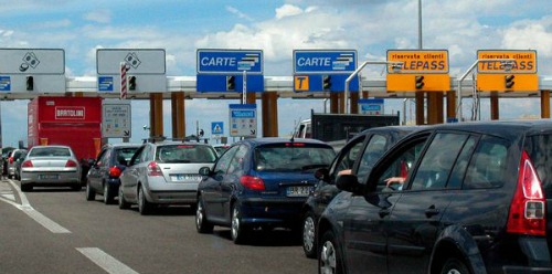 Toll area on Italian highway