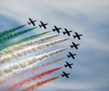 Part of the Italian Air Force, the Frecce Tre Colori perform to celebrate the Italian Republic