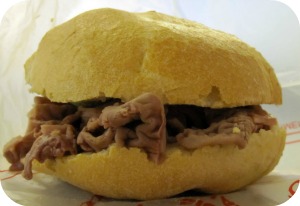 A tripe panino, a typical Florence lunch dish