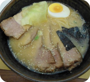 Miso soup and Japanese noodles at Banki Ramen