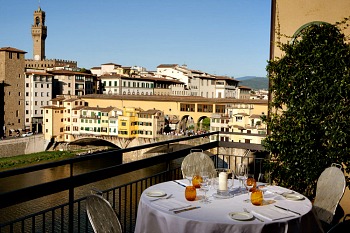 View of Ponte Vecchio from balcony of Hotel Lungarno