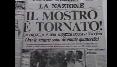 Headline of Florence newspaper in 1984 about Mostro striking again