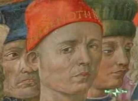 Artist Benozzo Gozzoli made a self-portrait of himself in the Cappella dei Magi frescoes