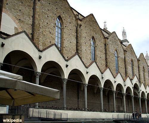 Side view of unadorned church of Santa Croce
