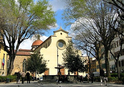 Florence's beautiful piazza Santo Spirito where the fierucola market is held