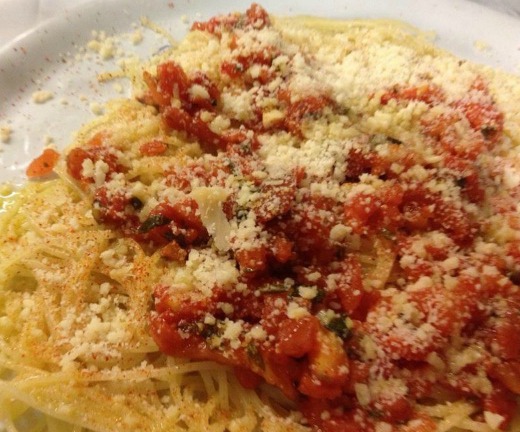 the signature dish at Briganti, spaghettini