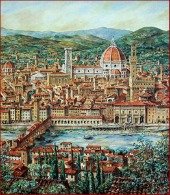 History of Florence - Arno and Duomo painting