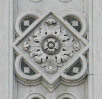 Marble quatrefoil decoration from facade of Duomo