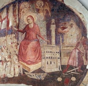 Fresco depicting the expulsion of the tyrant, the Duke of Athens