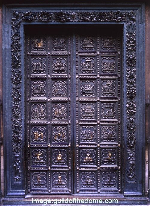 The baptistery's first set of bronze doors by Andrea Pisano