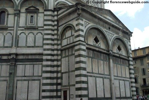 Baptistery altar from exterior, this square section was added in the early 13th century