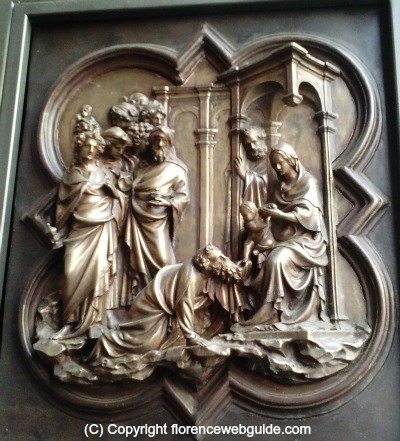 Scenes from life of Christ, adoration of the Magi by Ghiberti