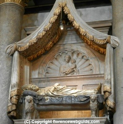 detail of funeral monument to Baldassare Cossa, antipope