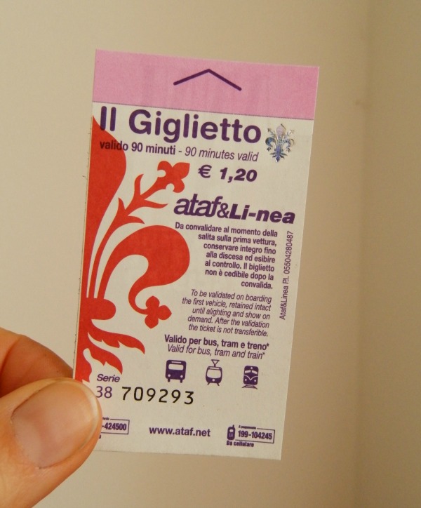 a Florence bus ticket to be used once