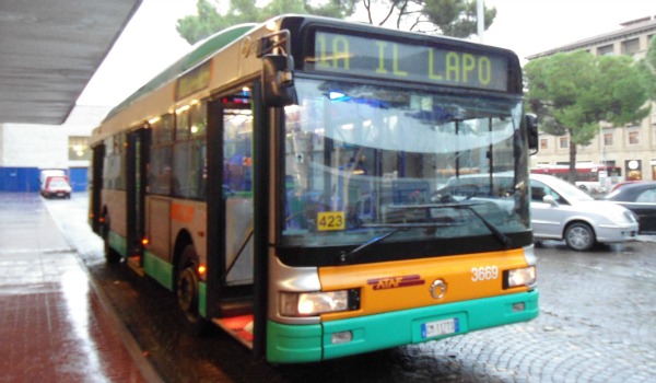 a typical city bus in Florence at the station