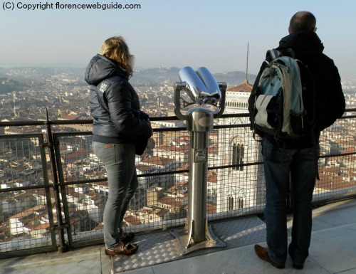 Terrace at the top of the dome, these folks are admiring the bell tower!