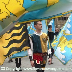 the Marzocco Trophy takes place on May 1st, a flag throwing competition in Florence