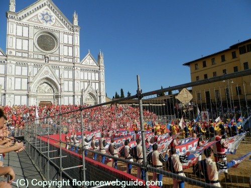 Santa Croce church during Calcio Storico, renaissance football