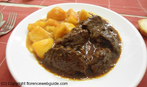 'Peposo' a Tuscan dish of stewed beef with potatoes