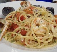 Spaghetti with seafood in Florence