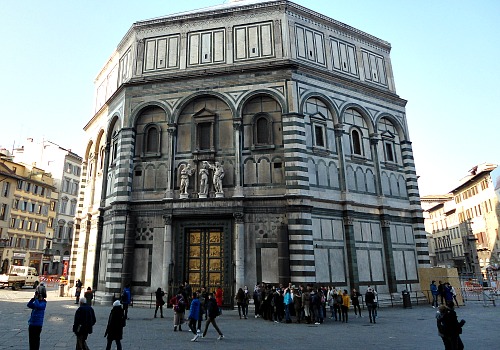 the Baptistery is a main sight on all tours, this is where Ghiberti's famous 'Doors of Paradise' can be seen