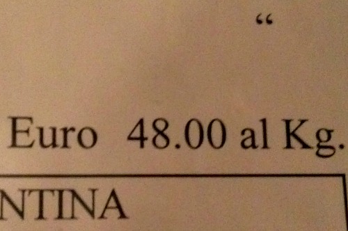 Price of steak on the menu in Florence is shown by kilo or by etto