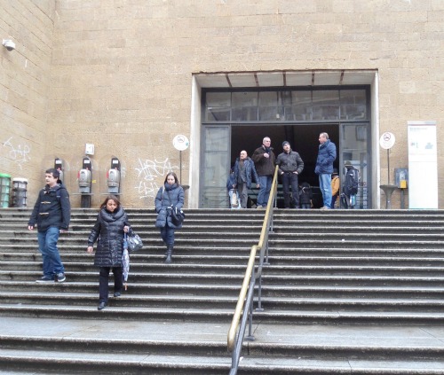 Steps leading down to tram stop in via Alamanni Florence