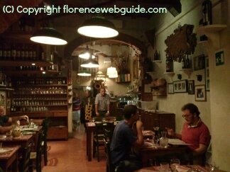 Interior of Trattoria dell'Orto a typical Florence trattoria