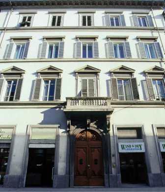 Facade of historic building where Florentia Apartments are located