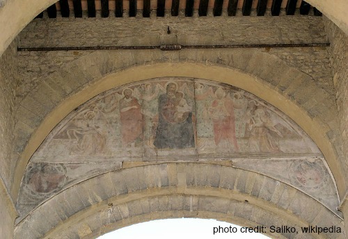 Frescoes on the tower painted in 1300's