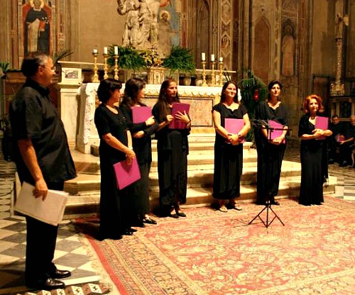 a chorus of singers who perform Gregorian chants in churches in Florence