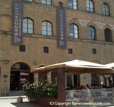 Gucci Museum in Florence facade and cafè