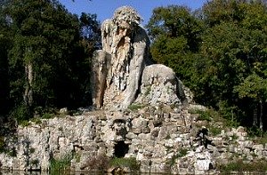 Giambologna's enormous statue 'Appennino', (1580) in the park of Villa Demidoff