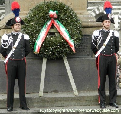 Carabinieri at a wreath laying ceremony for Liberation Day