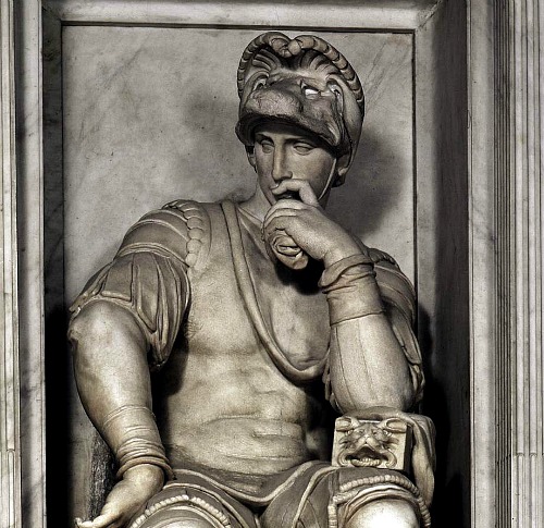 Sculpture by Michelangelo on Lorenzo II de Medici's tomb