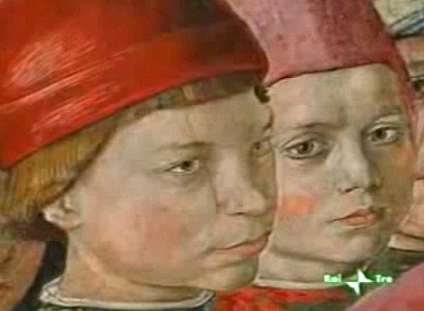 Authentic likeness of the two brothers, Lorenzo & Giuliano, amongst the crowd in Gozzoli's fresco