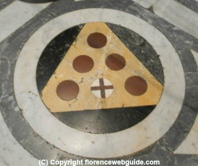 Section of the floor in the Duomo showing the Medici influence, the red balls