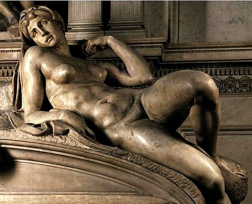 Michelangelo's 'Dawn', the second of the two female nudes that the maestro sculpted