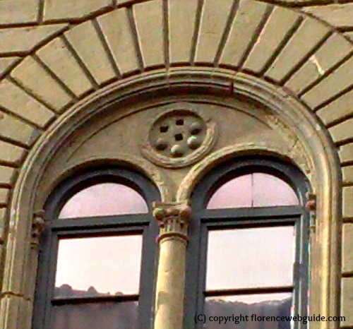 Medici crest above window