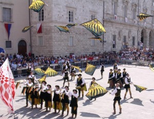 Flag masters at Medieval fair