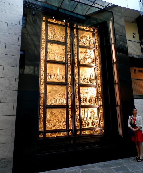 Ghiberti's 'Gates of Paradise' have recently returned on display after a 27 year cleaning process - here you get a good idea of the size of these bronze sculptures