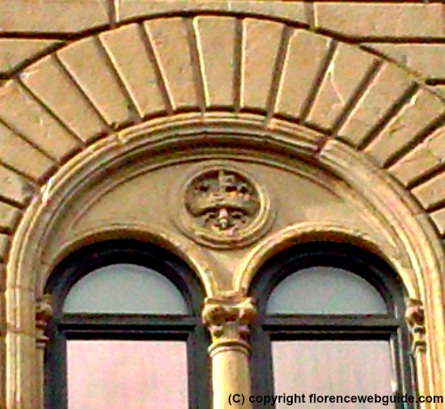 Riccardi family crest above window