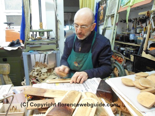 Giuseppe in his 'Bussetto' leather shop