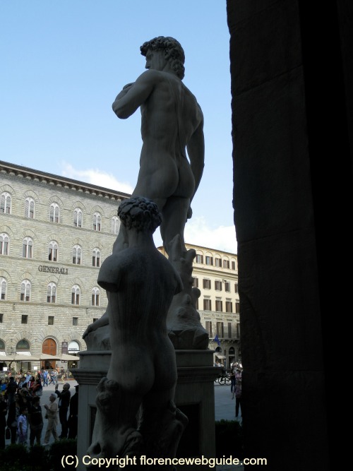 David seen from inside Palazzo Vecchio courtyard
