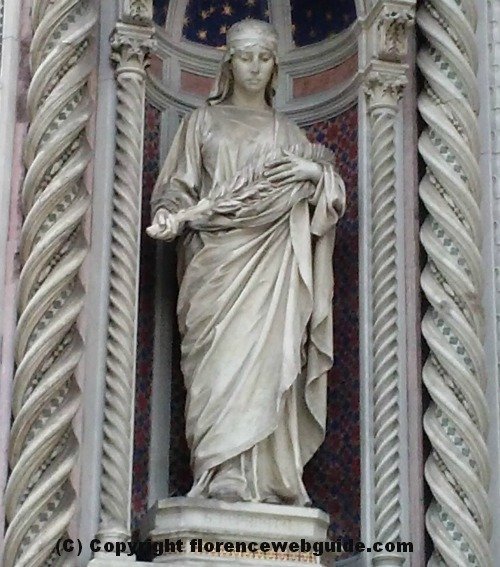 Statue of Santa Reparata on the facade of the Duomo of Florence