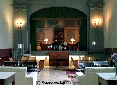 Lounge area and breakfast room at Tasso Hostel, this used to be a school auditorium!