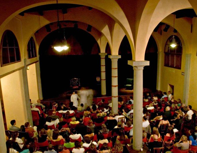 The stage and audience at the Teatro del Sale in Florence